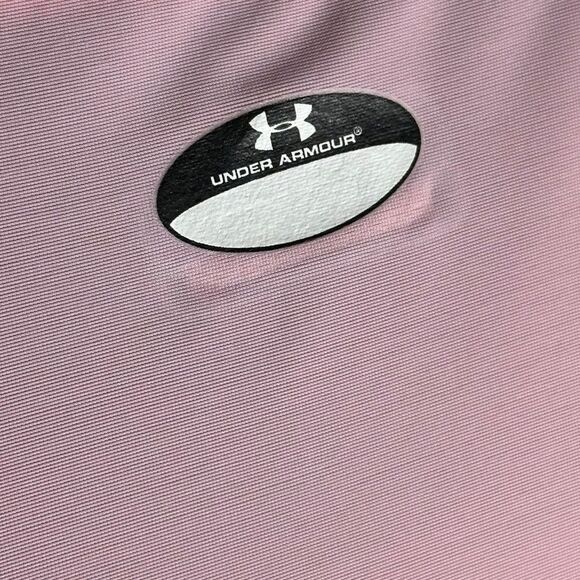 Under Armour Heat Gear Pink V Neck Fitted Compression Short Sleeve Tee Top - Picture 4 of 6